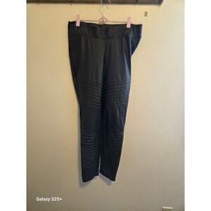 Torrid Moto Leggings Womens 1 Black Excellent Faux Leather Pintuck High Rise